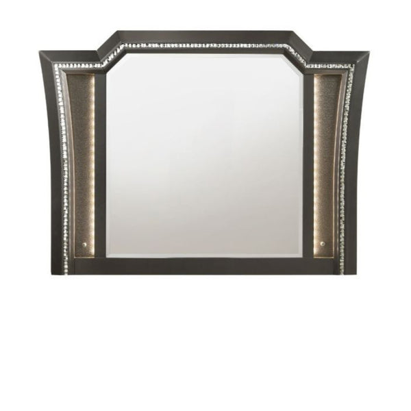 Homeroots 38" Metallic Gray Lighted Dresser Mirror  Wood,Mirror,Led,Composite Wood 485901