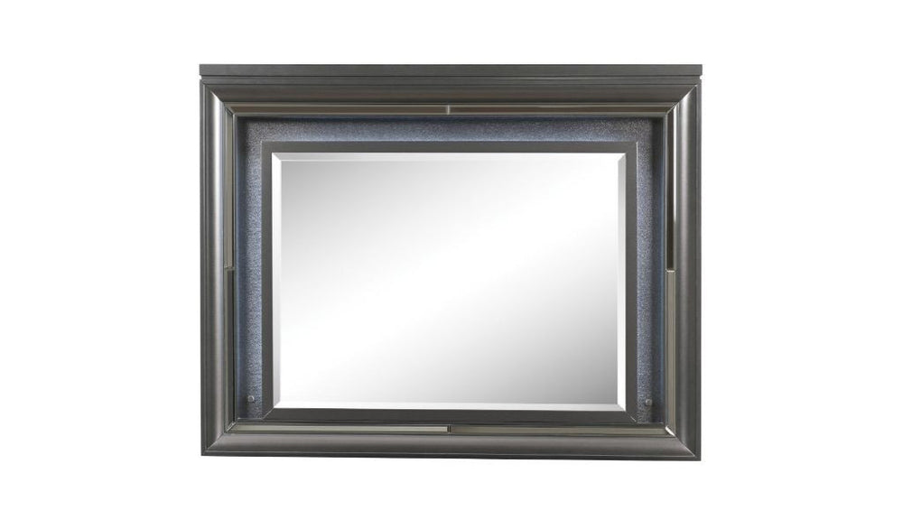Homeroots 39" Metallic Gray Lighted Arch Dresser Mirror  Wood,Mirror,Led,Composite Wood 485903