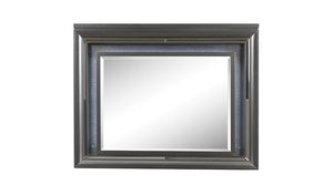 Homeroots 39" Metallic Gray Lighted Arch Dresser Mirror  Wood,Mirror,Led,Composite Wood 485903