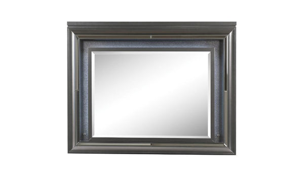 Homeroots 39" Metallic Gray Lighted Arch Dresser Mirror  Wood,Mirror,Led,Composite Wood 485903