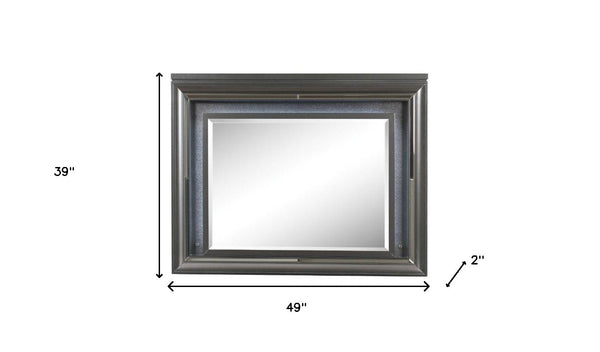 Homeroots 39" Metallic Gray Lighted Arch Dresser Mirror  Wood,Mirror,Led,Composite Wood 485903