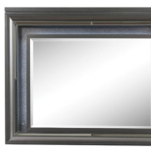 Homeroots 39" Metallic Gray Lighted Arch Dresser Mirror  Wood,Mirror,Led,Composite Wood 485903