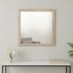 HomeRoots 40" Natural Square Wood Framed Accent Mirror - Modern Design, Premium Glass, Versatile Home Decor Solution 485904