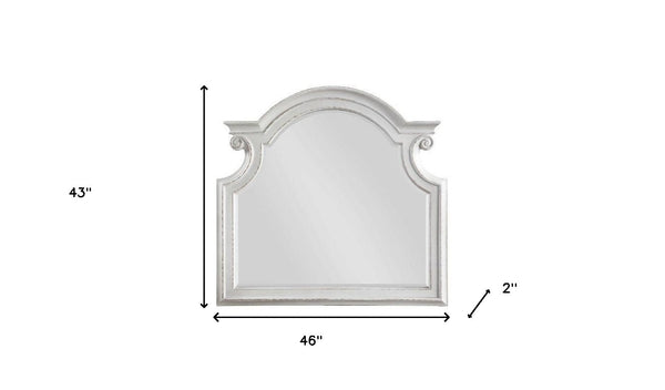 Homeroots 43" Antique White Irregular Dresser Mirror  Wood,Composite Wood,Mirror 485909