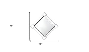 HomeRoots 45" Gray and Black Abstract Accent Mirror - Modern Geometric Design for Stylish Home Décor & Light Reflection 485915