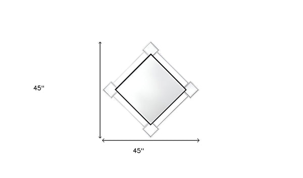 HomeRoots 45" Gray and Black Abstract Accent Mirror - Modern Geometric Design for Stylish Home Décor & Light Reflection 485915