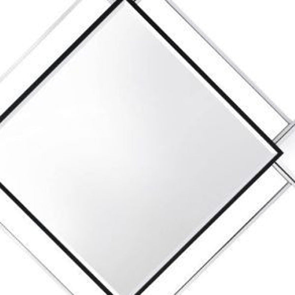 HomeRoots 45" Gray and Black Abstract Accent Mirror - Modern Geometric Design for Stylish Home Décor & Light Reflection 485915