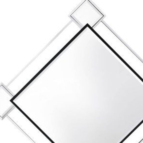 HomeRoots 45" Gray and Black Abstract Accent Mirror - Modern Geometric Design for Stylish Home Décor & Light Reflection 485915