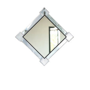 HomeRoots 45" Gray and Black Abstract Accent Mirror - Modern Geometric Design for Stylish Home Décor & Light Reflection 485915