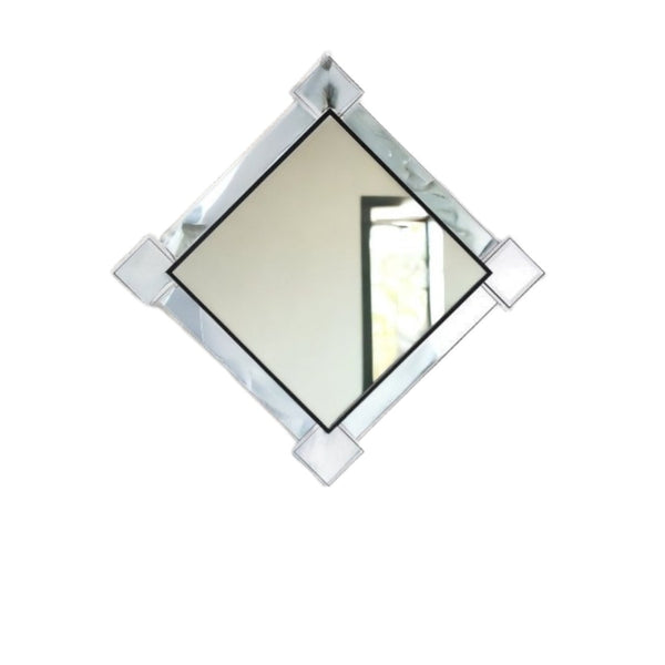 HomeRoots 45" Gray and Black Abstract Accent Mirror - Modern Geometric Design for Stylish Home Décor & Light Reflection 485915
