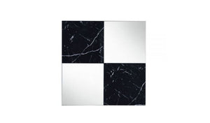 HomeRoots 32" Striking Black and Gray Square Accent Mirror with Faux-Marble Frame for Stylish Decor 485916