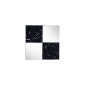 HomeRoots 32" Striking Black and Gray Square Accent Mirror with Faux-Marble Frame for Stylish Decor 485916