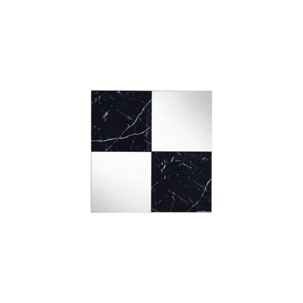 HomeRoots 32" Striking Black and Gray Square Accent Mirror with Faux-Marble Frame for Stylish Decor 485916