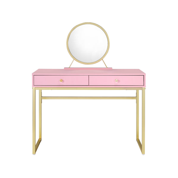 Homeroots 42" Pink Mirrored Two Drawer Dresser  Manufactured Wood 485928