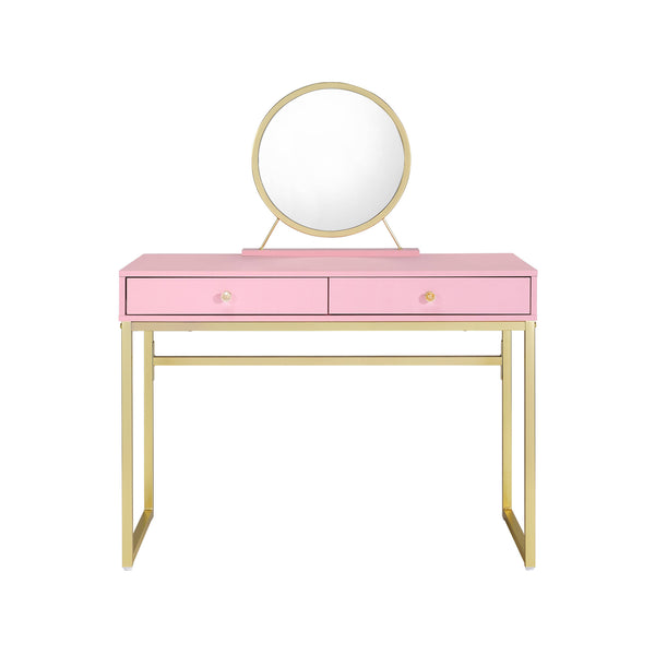 Homeroots 42" Pink Mirrored Two Drawer Dresser  Manufactured Wood 485928