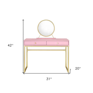 Homeroots 42" Pink Mirrored Two Drawer Dresser  Manufactured Wood 485928