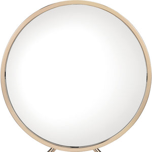 Homeroots 16" Round Makeup Shaving Tabletop Mirror  Mdf,Metal,Mirror,Pu,Foam 485929
