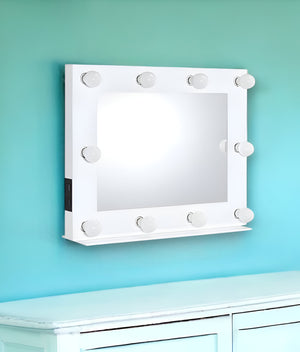 Homeroots 26" White Finish Accent Mirror  Metal,Wood,Mirror 485930