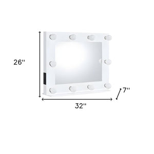 Homeroots 26" White Finish Accent Mirror  Metal,Wood,Mirror 485930