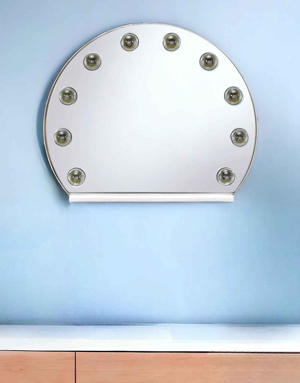 Homeroots 15" White Finish Round Accent Mirror  Metal,Wood,Mirror 485936