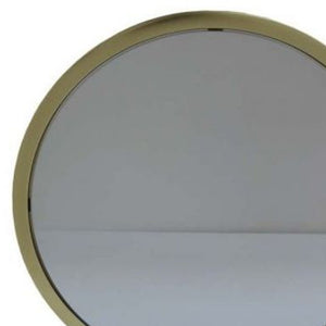 Homeroots 19" Faux Fur, Mirror, Pink & Gold Finish Round Makeup Shaving Tabletop Mirror  Metal,Mirror,Upholstery,Composite Wood 485939