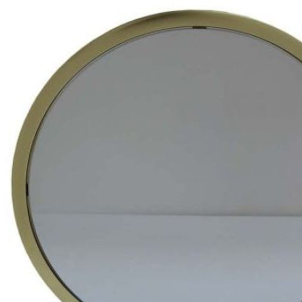 Homeroots 19" Faux Fur, Mirror, Pink & Gold Finish Round Makeup Shaving Tabletop Mirror  Metal,Mirror,Upholstery,Composite Wood 485939