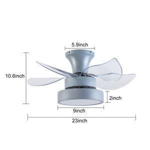 Homeroots 23" Clear Flush Mount Five Blade Remote Control Integrated Light Ceiling Fan  Plastic 485946