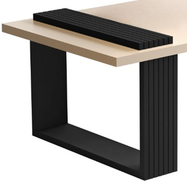 Homeroots 32" Off White And Black And Off White Coffee Table   485968
