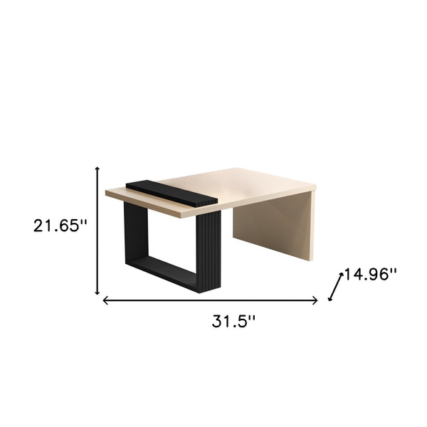 Homeroots 32" Off White And Black And Off White Coffee Table   485968