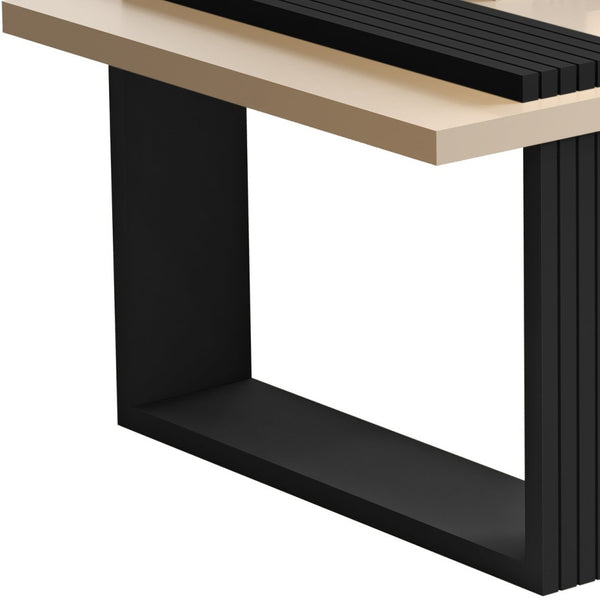Homeroots 32" Off White And Black And Off White Coffee Table   485968