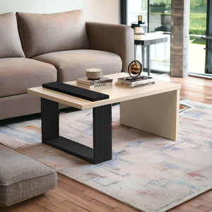 Homeroots 32" Off White And Black And Off White Coffee Table   485968