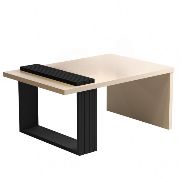 Homeroots 32" Off White And Black And Off White Coffee Table   485968