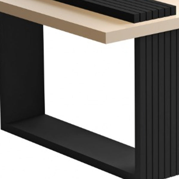 Homeroots 32" Off White And Black And Off White Coffee Table   485968