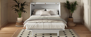 English Elm Farmhouse Pine Wood Murphy Cabinet Bed with Charging Station and Rolling Storage Drawer BS701P170503K
