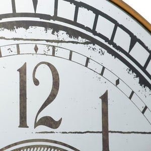 HomeRoots 32" Industrial Vintage Wall Clock with Gold & Silver Metal, Mirror Face, and Exposed Gear Design 485974