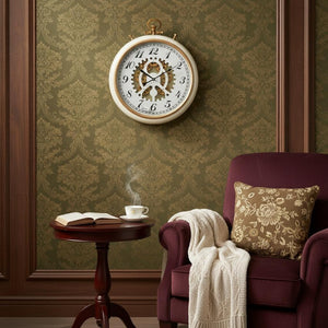 HomeRoots 21" White and Gold Industrial Exposed Gear Pocket Watch Wall Clock - Elegant Decor for Any Room 485975
