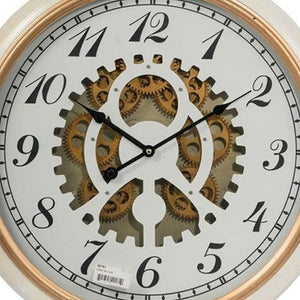 HomeRoots 21" White and Gold Industrial Exposed Gear Pocket Watch Wall Clock - Elegant Decor for Any Room 485975