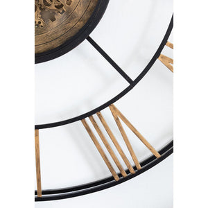 HomeRoots 56" Circle Copper Metal and Glass Analog Gear Wall Clock – Vintage Industrial Style for Homes 485979