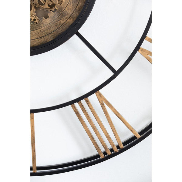 HomeRoots 56" Circle Copper Metal and Glass Analog Gear Wall Clock – Vintage Industrial Style for Homes 485979