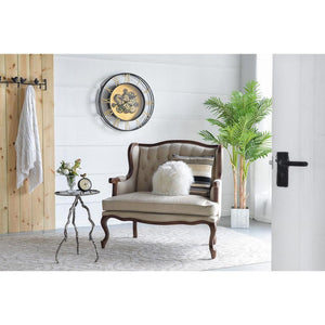 Homeroots 28" Circle Copper Metal And Glass Analog Exposed Gear Wall Clock  Iron 485980