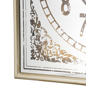 Homeroots 32" Square Gold And Silver Wood And Mirror Analog Exposed Gear Wall Clock  Iron 485983