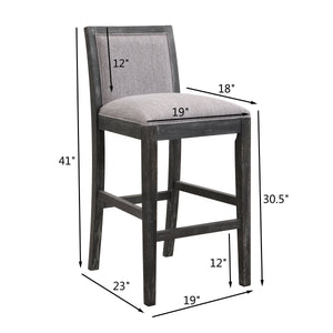 English Elm Christopher Knight Home® - 30.5 Inch Bar Stools Set of 2 with Upholstered Fabric Seats, Rubberwood Frame, 30.5" Height, 300 lb Capacity Black+Grey N780P192217B