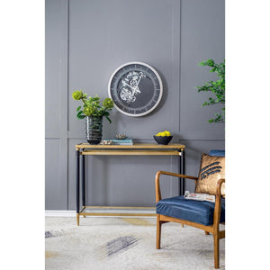 Homeroots 23" Circle Black And Silver Wood And Glass Analog Wall Clock  Iron 485985