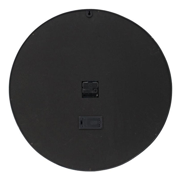 Homeroots 23" Circle Black And Silver Wood And Glass Analog Wall Clock  Iron 485985