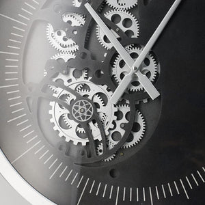 Homeroots 23" Circle Black And Silver Wood And Glass Analog Wall Clock  Iron 485985