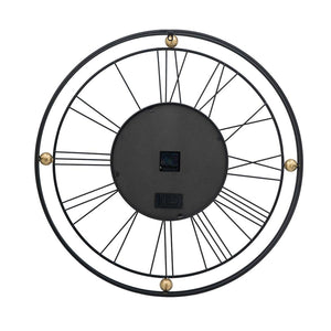 Homeroots 32" Circle Black And Gold Metal And Glass Analog Exposed Gear Wall Clock  Iron 485988