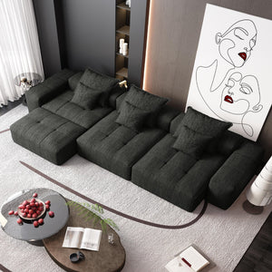 English Elm Modern Oversized Modular Sectional Sofa – Soft Chenille Fabric, 6 Pillows, Custom Layouts, No Assembly W1885S00078