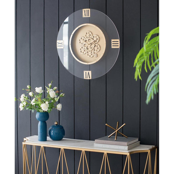 Homeroots 24" Circle Gold Acrylic Analog Wall Clock  Acrylic 485989