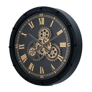 Homeroots 20" Circle Black And Gold Metal And Glass Analog Wall Clock  Iron 485990
