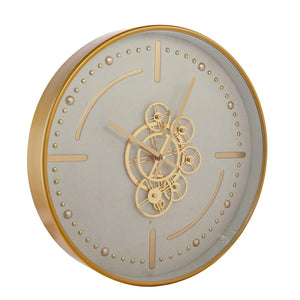 Homeroots 18" Circle Gold And White Metal And Glass Analog Wall Clock  Iron 485994